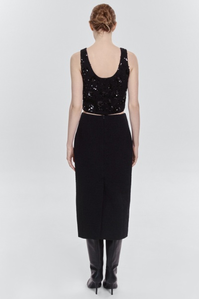 Юбка тубина с карманами из трикотажного букле, черный