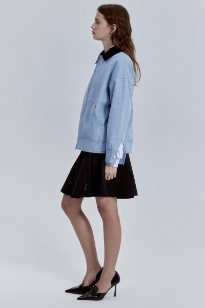 Куртка из денима с вельветовым воротником, голубой