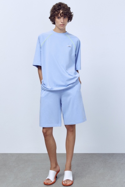 Футболка оверсайз с кантом, голубой