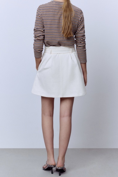 Юбка из денима с эффектом бархата, молочный