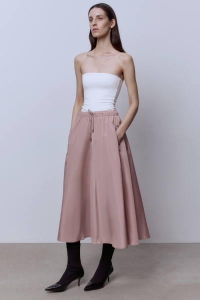 Юбка-солнце на кулиске из нейлона, пудровый