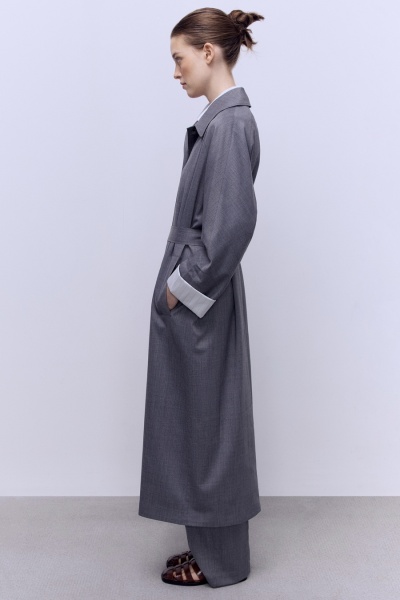 Легкое пальто из премиальной шерсти, серый