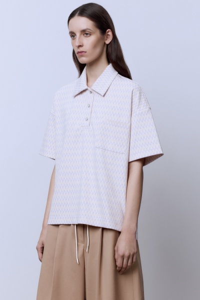 Поло на пуговицах из джерси жаккард, лиловый