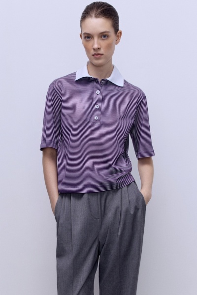 Поло из пике укороченное, фиолетовый