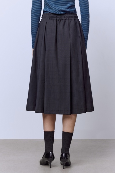 Юбка из премиальной шерсти со складками, тёмно-серый