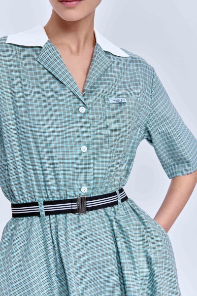 Платье в клетку из итальянского хлопка, зелёный