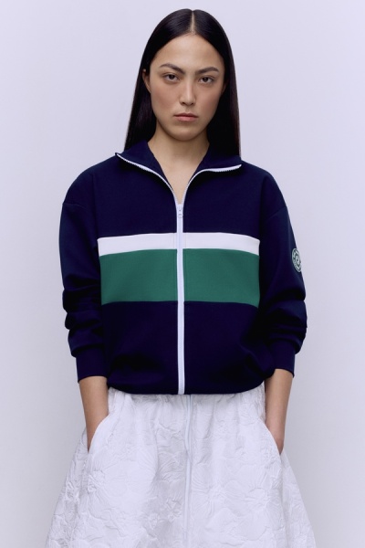 Толстовка на молнии с контрастными вставками, синий