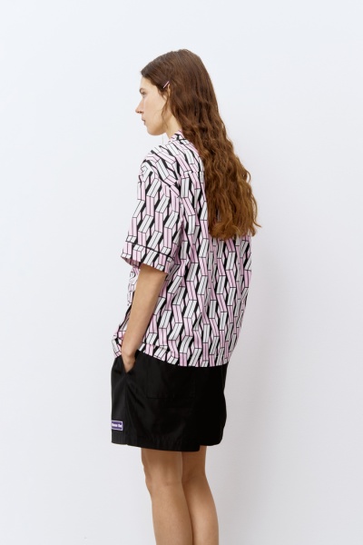 Рубашка из хлопка с геометричным принтом, розовый