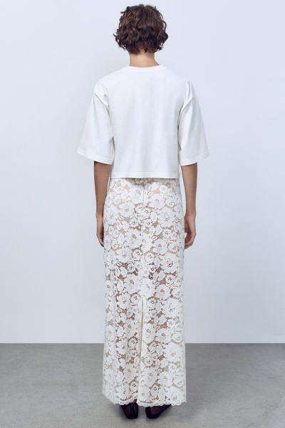 Юбка-макси из кружева, кремовый