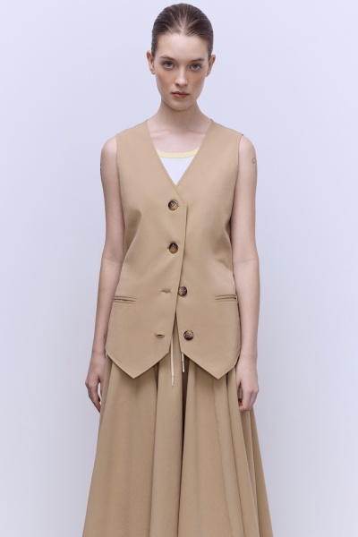 Жилет из хлопкового габардина, бежевый