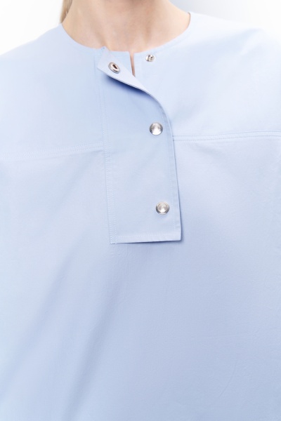 Топ из итальянского вареного хлопка на кнопках, голубой