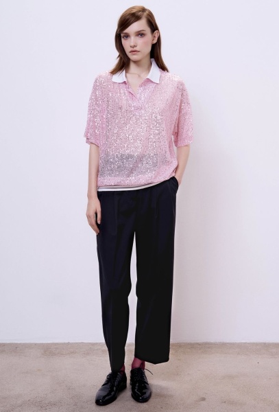 Поло с пайетками, розовый