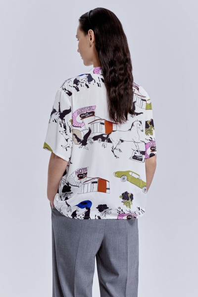 Рубашка бокси с принтом «комиксы», белый