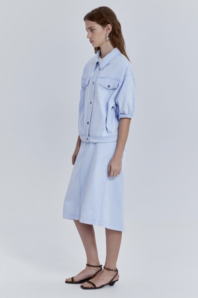 Юбка-миди из варёного денима, голубой