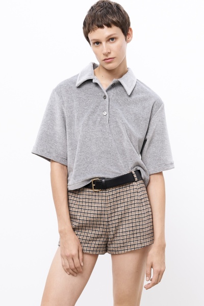 Шорты из шерсти в клетку, бежевый