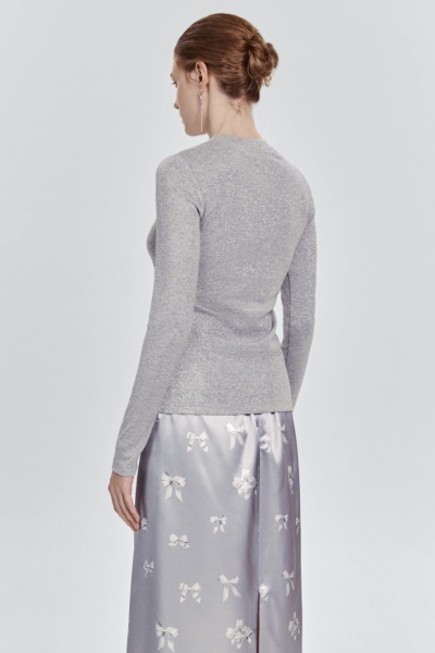Лонгслив из тонкой итальянской вискозы с люрексом, серый