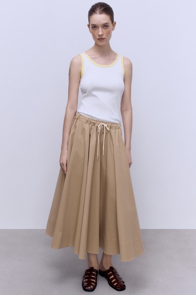 Юбка-солнце из габардина, бежевый