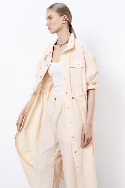 Платье из итальянского варёного хлопка на кнопках, персиковый