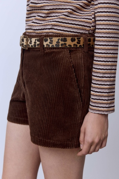 Шорты мини из вельвета, шоколад