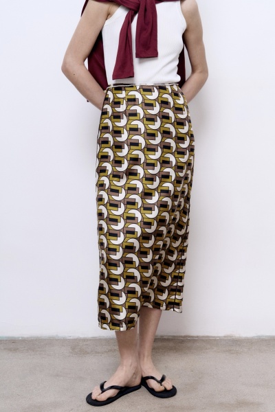 Юбка из шёлка с принтом, жёлтый