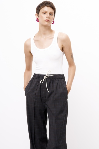 Брюки на резинке в клетку, тёмно-серый