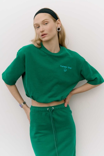 Блуза футер, зелёный