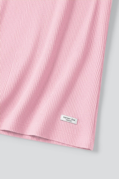 Топ из хлопковой рибаны с контрастной отделкой, розовый