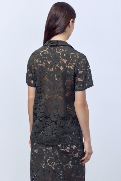 Поло из кружева, тёмно-зелёный