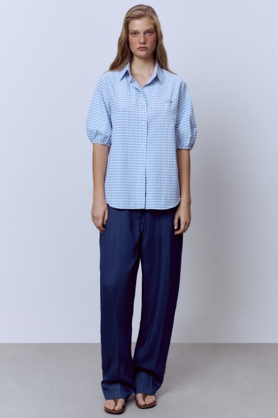 Рубашка виши с объёмными рукавами, голубой