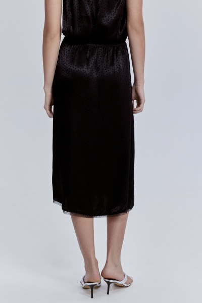 Юбка с кружевом из атласа, чёрный