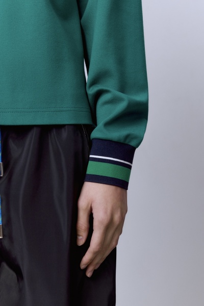 Поло на молнии с длинным рукавом, зелёный