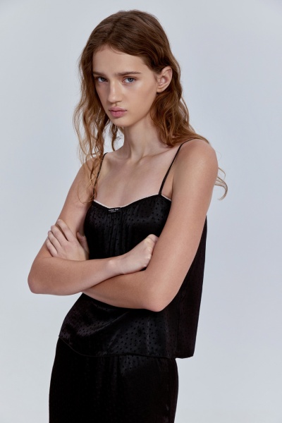 Топ бельевой из атласа, чёрный