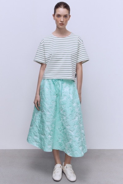 Юбка-солнце из жаккарда на кулиске, мятный