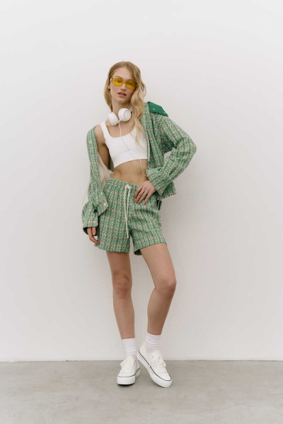 Жакет на резинке букле зелёный