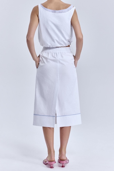 Юбка в пижамном стиле с кантом, белый