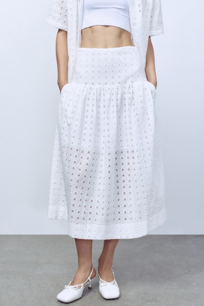 Юбка с кокеткой, белый