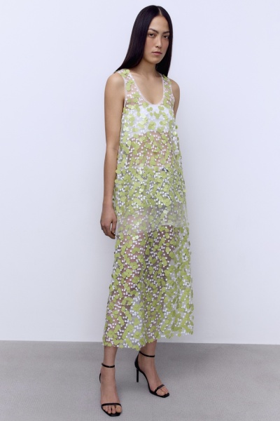 Топ из сетки с крупными пайетками, зелёный