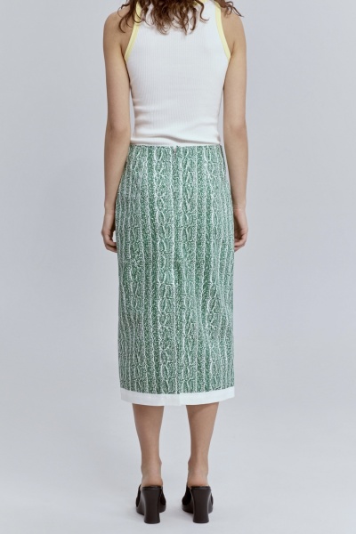 Юбка прямая из лёгкого денима с принтом «косы», зелёный