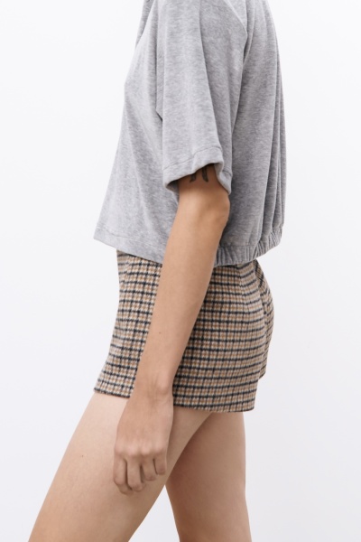 Шорты из шерсти в клетку, бежевый