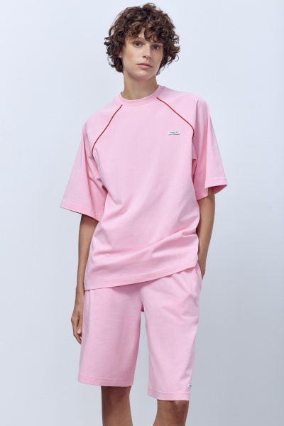 Футболка оверсайз с кантом, розовый