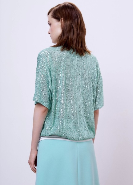 Поло с пайетками, мятный