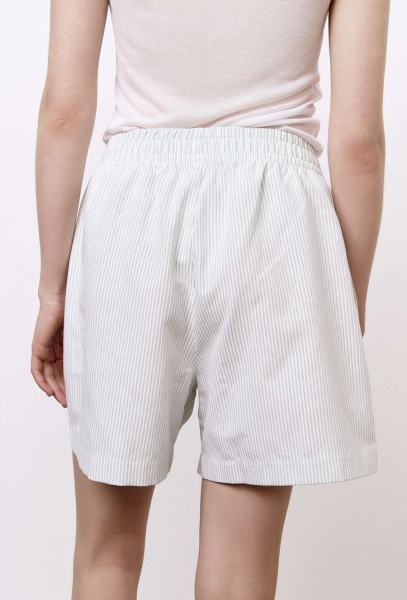 Шорты пижамные лен с хлопком в тонкую полоску, мятный