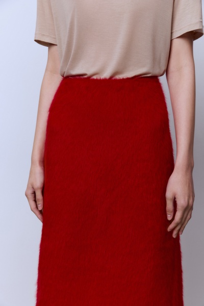 Юбка из ангоры с разрезом, красный