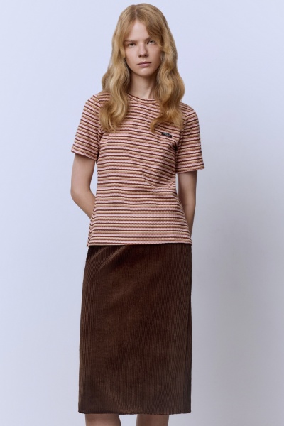 Юбка миди из вельвета, шоколад