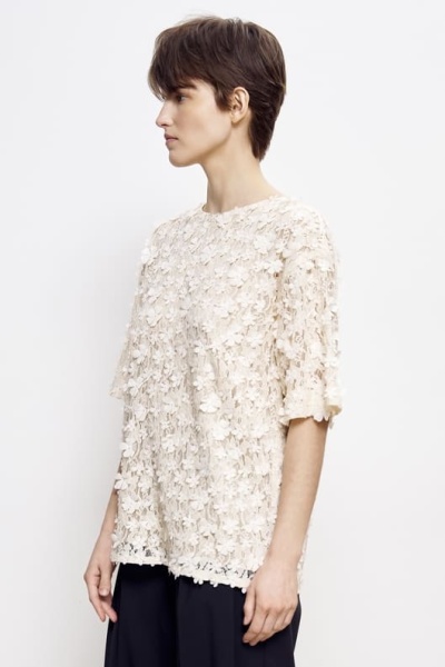 Топ из накладного кружева, шампань