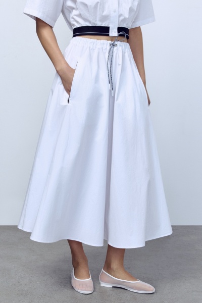 Юбка-солнце из итальянского вареного хлопка, белый