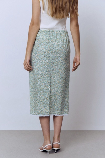 Юбка Secret Garden на кулиске с кружевом, зелёный