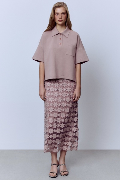 Юбка из накладного кружева, мокко