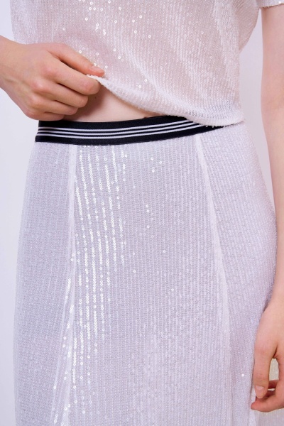 Юбка-годе с пайетками, белый