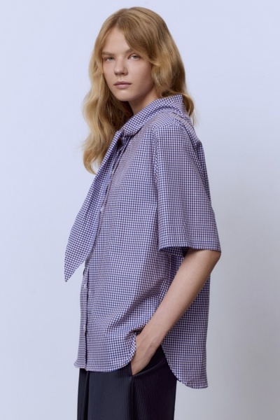 Рубашка виши с бантом и коротким рукавом, бордовый